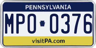 PA license plate MPO0376
