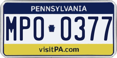 PA license plate MPO0377