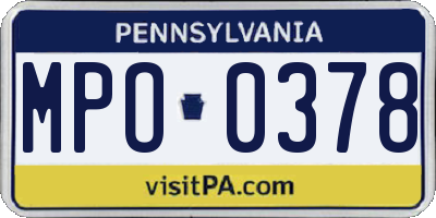 PA license plate MPO0378