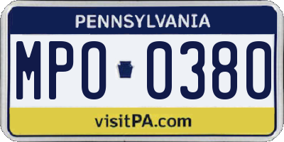 PA license plate MPO0380