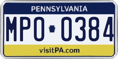 PA license plate MPO0384