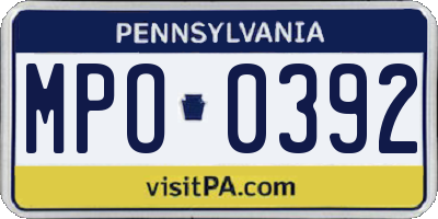 PA license plate MPO0392