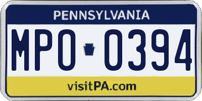 PA license plate MPO0394