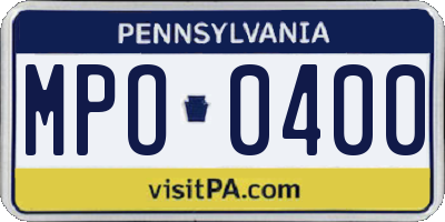 PA license plate MPO0400