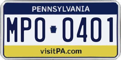 PA license plate MPO0401