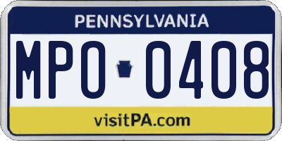 PA license plate MPO0408