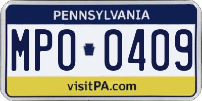 PA license plate MPO0409