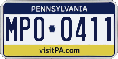 PA license plate MPO0411