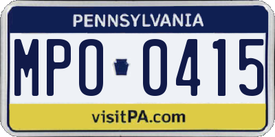 PA license plate MPO0415