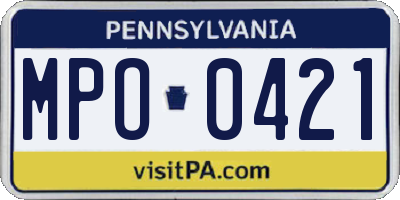 PA license plate MPO0421