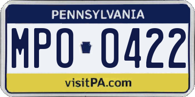 PA license plate MPO0422
