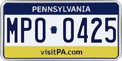 PA license plate MPO0425