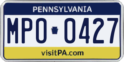 PA license plate MPO0427