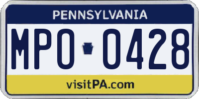 PA license plate MPO0428