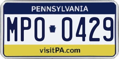 PA license plate MPO0429