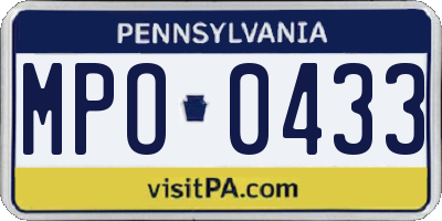 PA license plate MPO0433