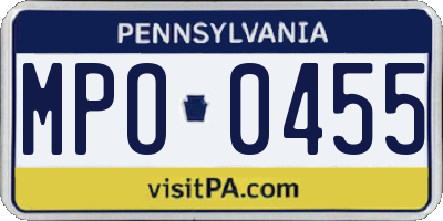 PA license plate MPO0455