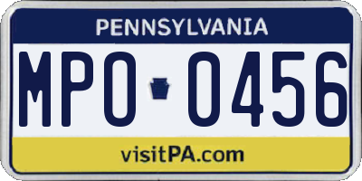 PA license plate MPO0456
