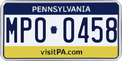 PA license plate MPO0458
