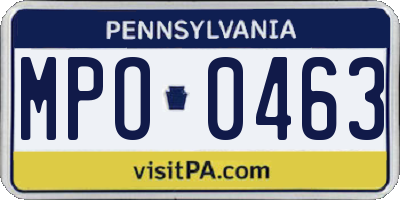 PA license plate MPO0463