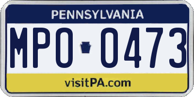 PA license plate MPO0473