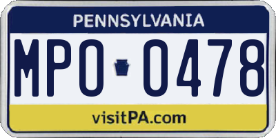 PA license plate MPO0478