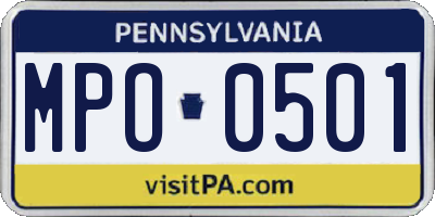 PA license plate MPO0501