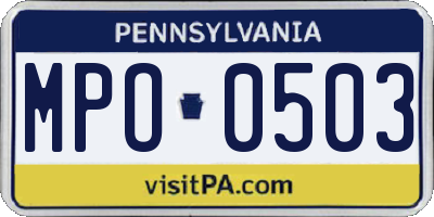 PA license plate MPO0503