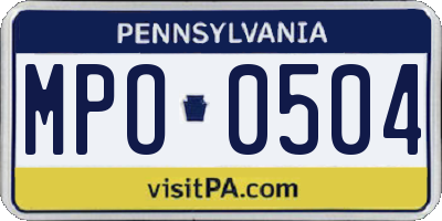 PA license plate MPO0504