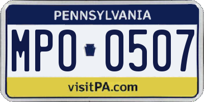PA license plate MPO0507