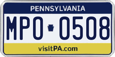 PA license plate MPO0508