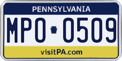 PA license plate MPO0509