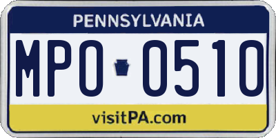 PA license plate MPO0510