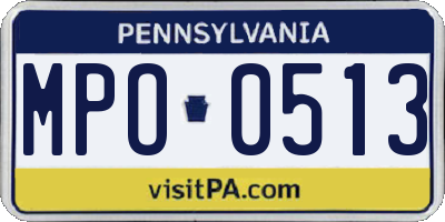 PA license plate MPO0513