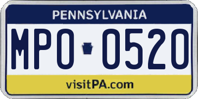 PA license plate MPO0520