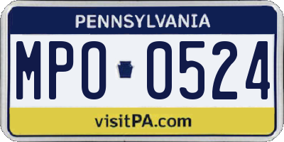 PA license plate MPO0524
