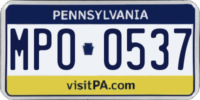 PA license plate MPO0537