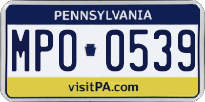 PA license plate MPO0539