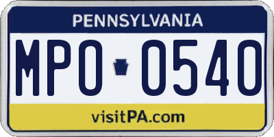 PA license plate MPO0540