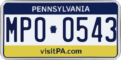PA license plate MPO0543