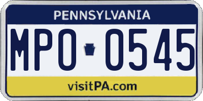 PA license plate MPO0545