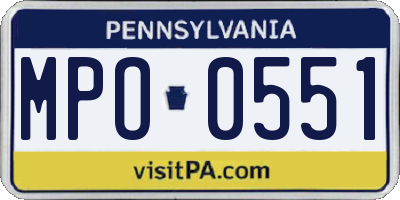 PA license plate MPO0551