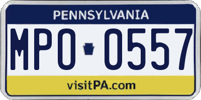 PA license plate MPO0557