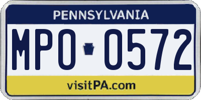 PA license plate MPO0572