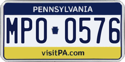 PA license plate MPO0576