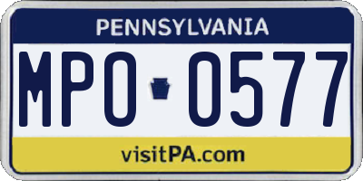 PA license plate MPO0577
