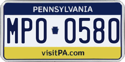 PA license plate MPO0580