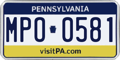 PA license plate MPO0581