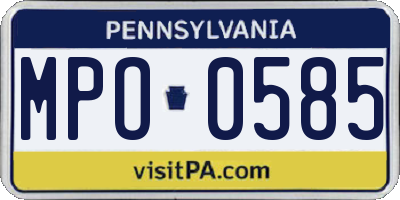 PA license plate MPO0585