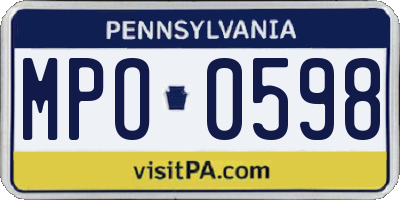 PA license plate MPO0598